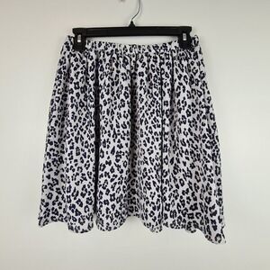 Banana Republic Women's Skirt Cheetah Animal Print Small Gray Blue Tan Flirty‎